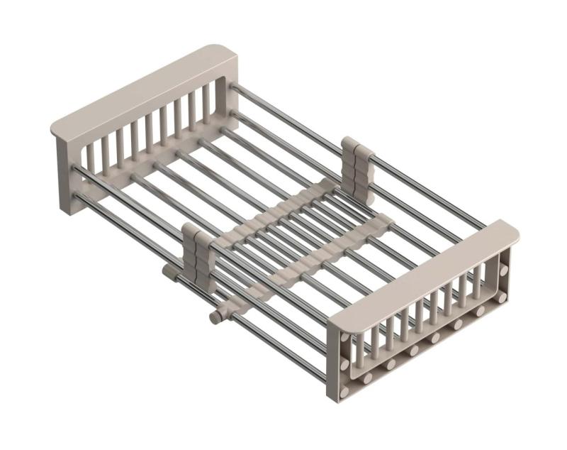 Quadri Καθολικό επεκτάσιμο καλάθι ή καλάθι υπολειμμάτων από ανοξείδωτο ατσάλι με μπεζ λαβές 225mm πλάτος 1208967544