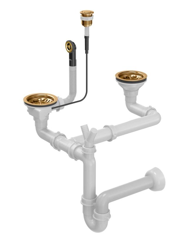 Quadri χάλκινο διπλό σετ αποχέτευσης νεροχύτη και υπερχείλιση με κουμπί ώθησης για άνοιγμα χαλκός 1208967546