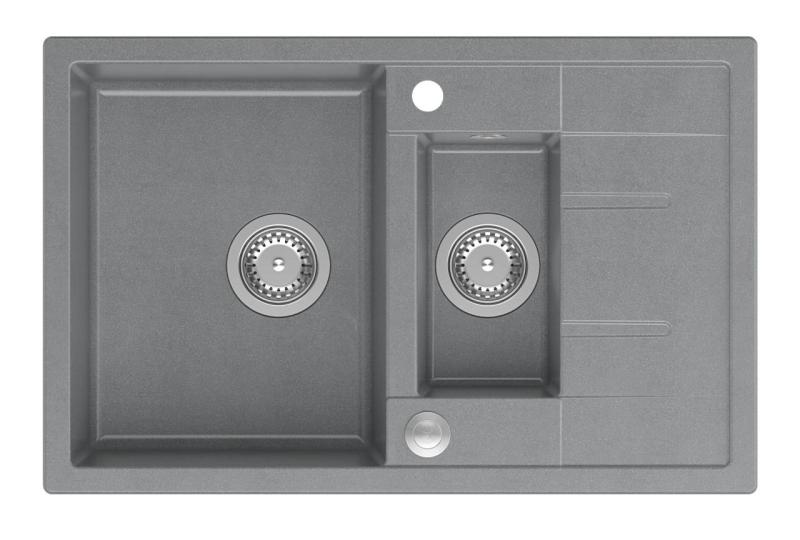 Quadri Brenton γκρι γρανιτένιο επιτραπέζιο νεροχύτη 1,5 με αποστραγγιστικό 78x50cm με ανοξείδωτο πώμα 1208967559