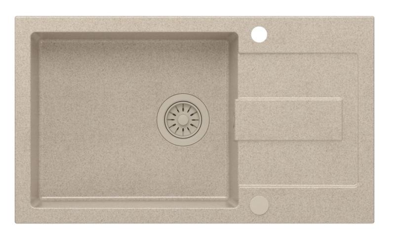 Quadri Sutton XL μπεζ αμμώδης γρανίτης επιτραπέζιος νεροχύτης 78x45cm με αναστρέψιμη επιφάνεια στραγγίσματος και μπεζ τάπα 1208967577
