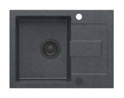 Quadri Sutton Ανθρακί Γρανίτης Νεροχύτης 60x45cm με Επιφάνεια Στραγγίσματος, Αναστρέψιμος με Μαύρο Πώμα - 1208967586