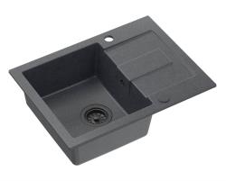 Quadri Sutton Ανθρακί Γρανίτης Νεροχύτης 60x45cm με Επιφάνεια Στραγγίσματος, Αναστρέψιμος με Μαύρο Πώμα - 1208967586