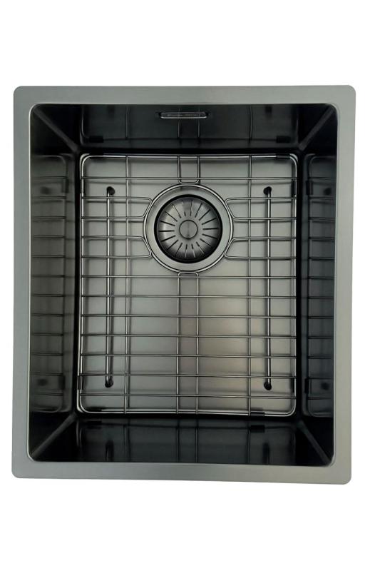 Pure.Sink Prestige νεροχύτης PVD Gun Metal 34x40 cm, ακτίνα 10 mm, για υποκατασκευή, επίπεδη ενσωμάτωση και επιφάνεια εγκατάστασης PPG3440-61