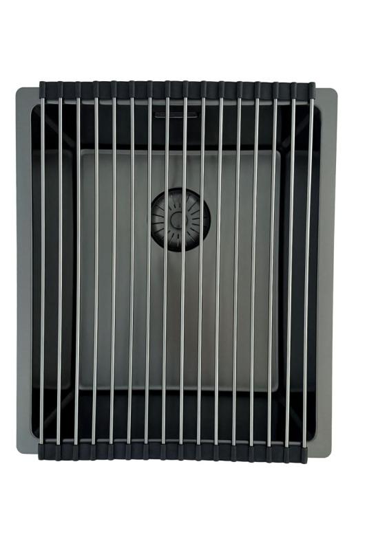 Pure.Sink Prestige νεροχύτης PVD Gun Metal 34x40 cm, ακτίνα 10 mm, για υποκατασκευή, επίπεδη ενσωμάτωση και επιφάνεια εγκατάστασης PPG3440-61