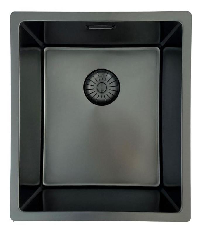 Pure.Sink Prestige νεροχύτης PVD Gun Metal 34x40 cm, ακτίνα 10 mm, για υποκατασκευή, επίπεδη ενσωμάτωση και επιφάνεια εγκατάστασης PPG3440-61