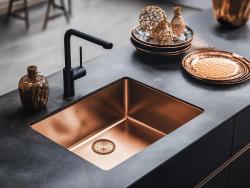 Pure.Sink Prestige νεροχύτης 34x40 cm PVD Χαλκός, ακτίνα 10 mm, για υποκατασκευή, επίπεδη ενσωμάτωση και επιφάνεια εγκατάστασης PPG3440-62