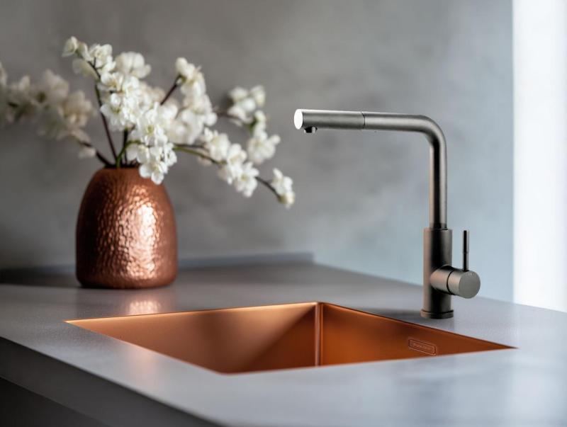 Pure.Sink Prestige νεροχύτης 34x40 cm PVD Χαλκός, ακτίνα 10 mm, για υποκατασκευή, επίπεδη ενσωμάτωση και επιφάνεια εγκατάστασης PPG3440-62