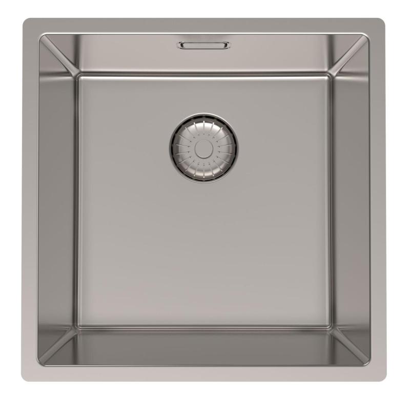 Pure.Sink Prestige νεροχύτης RVS 40x40 cm, ακτίνα 10 mm, για υποκατασκευή, επίπεδη ενσωμάτωση και επιφάνεια εγκατάστασης PPG4040-02