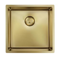 Pure.Sink Prestige νεροχύτης 40x40 cm PVD Χρυσό 10mm ακτίνα υποκατασκευή, επίπεδη κατασκευή και επικάλυψη PPG4040-60