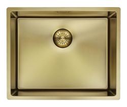 Pure.Sink Prestige νεροχύτης 50x40 cm PVD Χρυσό, ακτίνα 10 mm, για υποκατασκευή, επίπεδη ενσωμάτωση και επιφάνεια εγκατάστασης PPG5040-60