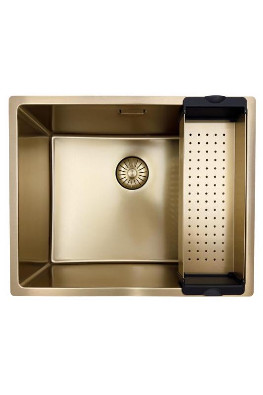 Pure.Sink Prestige νεροχύτης 50x40 cm PVD Χρυσό, ακτίνα 10 mm, για υποκατασκευή, επίπεδη ενσωμάτωση και επιφάνεια εγκατάστασης PPG5040-60