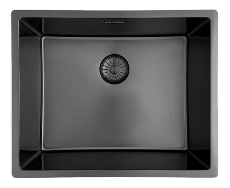 Pure.Sink Prestige νεροχύτης 50x40 cm PVD Gun Metal, ακτίνα 10 mm, για υποκατασκευή, επίπεδη ενσωμάτωση και επιφάνεια εγκατάστασης PPG5040-61