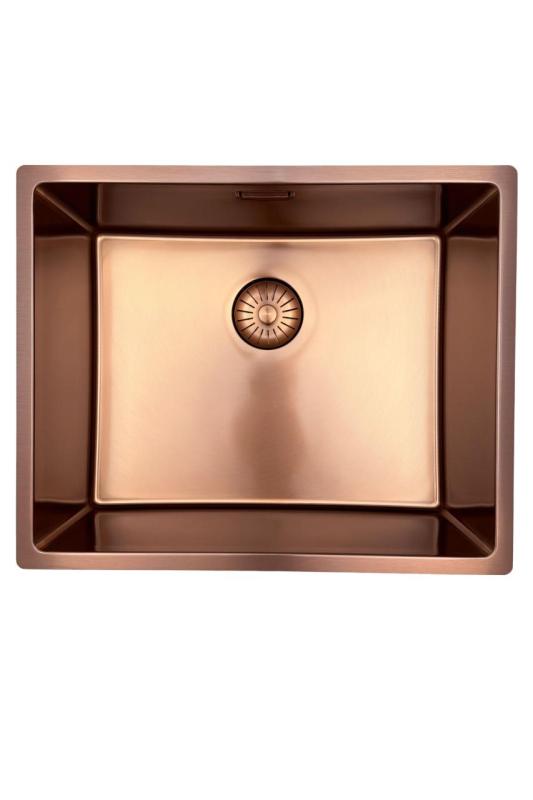 Pure.Sink Prestige νεροχύτης 50x40 cm PVD Χαλκός, ακτίνα 10 mm, για υποκατασκευή, επίπεδη ενσωμάτωση και επιφάνεια εγκατάστασης PPG5040-62