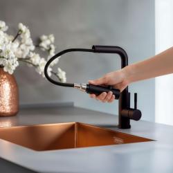 Pure.Sink Elite Steel Spark-S μπαταρία κουζίνας σε μαύρο ματ με αποσπώμενη ρουξούνι PS8041-10