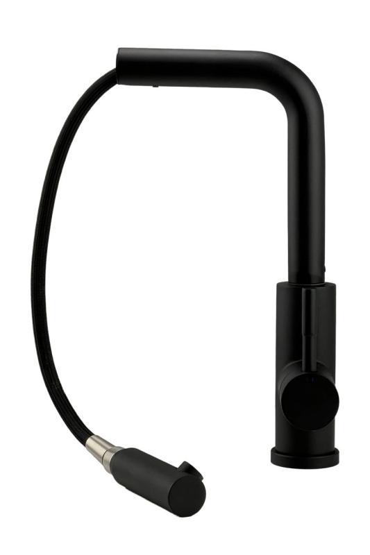 Pure.Sink Elite Steel Spark-S μπαταρία κουζίνας σε μαύρο ματ με αποσπώμενη ρουξούνι PS8041-10