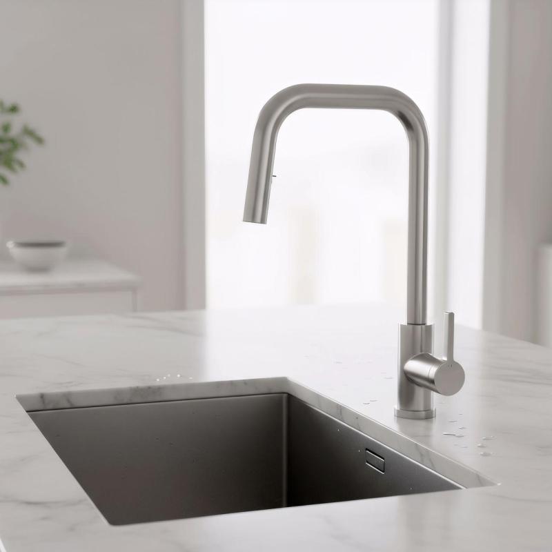Pure.Sink Elite Steel Crystal-S βρύση κουζίνας RVS με αναδιπλούμενη έξοδο PS8050-02