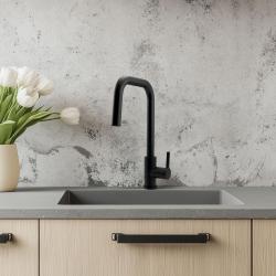 Pure.Sink Elite Steel Crystal-S μπαταρία κουζίνας Μαύρο Ματ με αποσπώμενο στόμιο PS8050-10