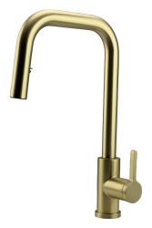 Pure.Sink Elite Steel Crystal-S μπαταρία κουζίνας PVD Βουρτσισμένο Χρυσό με αποσπώμενο στόμιο PS8050-60