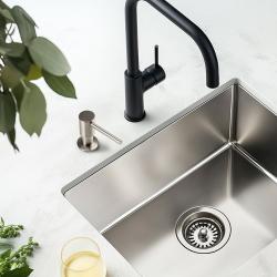 Διανομέας σαπουνιού Pure.Sink Elite Steel Shine εντοιχισμένος από ανοξείδωτο ατσάλι, γεμιζόμενος από πάνω PS9010-02