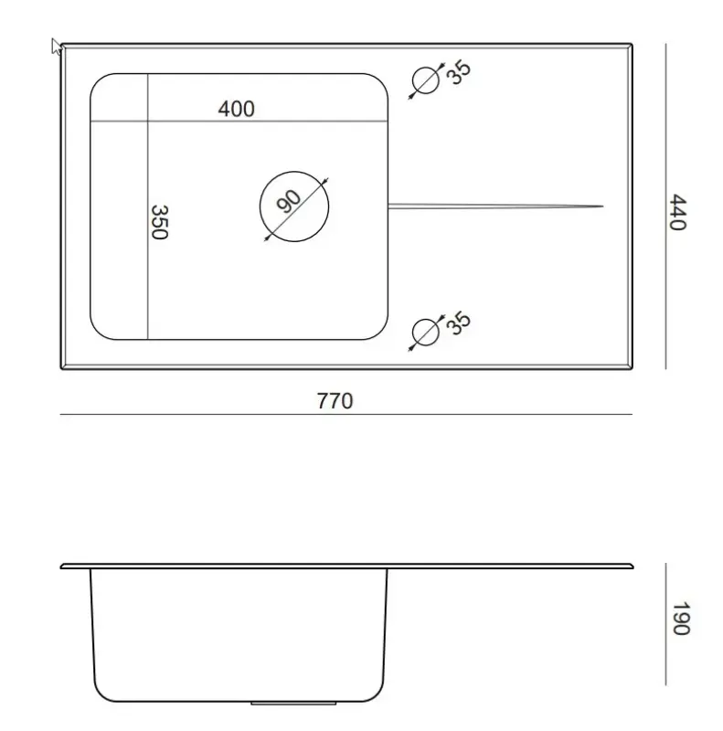 Quadri Glazz Σετ με Μπαταρία Κουζίνας και Επιτραπέζιο Ανοξείδωτο Νεροχύτη με Μαύρο Γυάλινο Στραγγιστήριο - 77x44cm Αναστρέψιμο - 1208967734