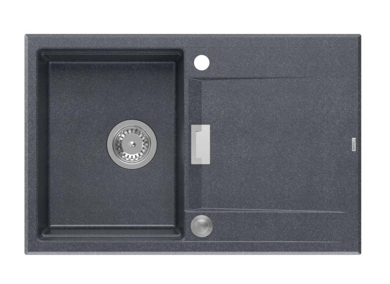 Quadri Minton Γρανίτης Εντοιχιζόμενος Νεροχύτης Ανθρακί 76x50εκ με Αποστραγγιστήριο Αναστρέψιμος και Ανοξείδωτο Πώμα - 1208967744