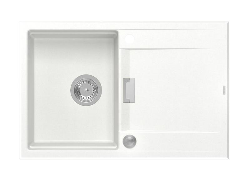 Quadri Minton Γρανιτένιος Νεροχύτης Πάγκου Λευκός 76x50εκ με Ανάγλυφη Επιφάνεια Αναστρέψιμη και Ανοξείδωτη Βαλβίδα - 1208967747