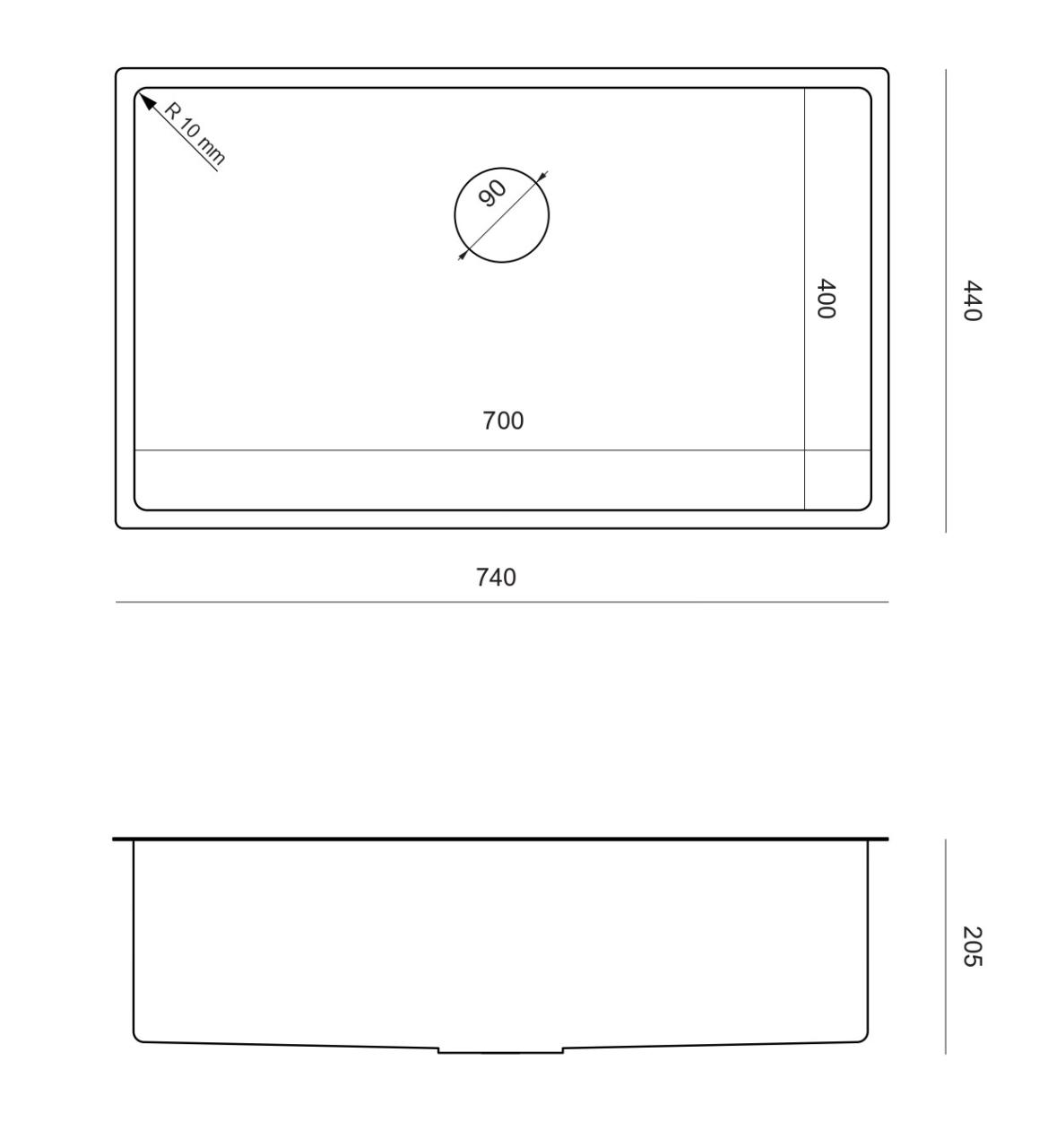 Aquadesign Zara RVS Νεροχύτης 74x44cm Υποδομή, Επίπεδη Εγκατάσταση και Επικατάσταση με RVS Πρίζα - 1208967758