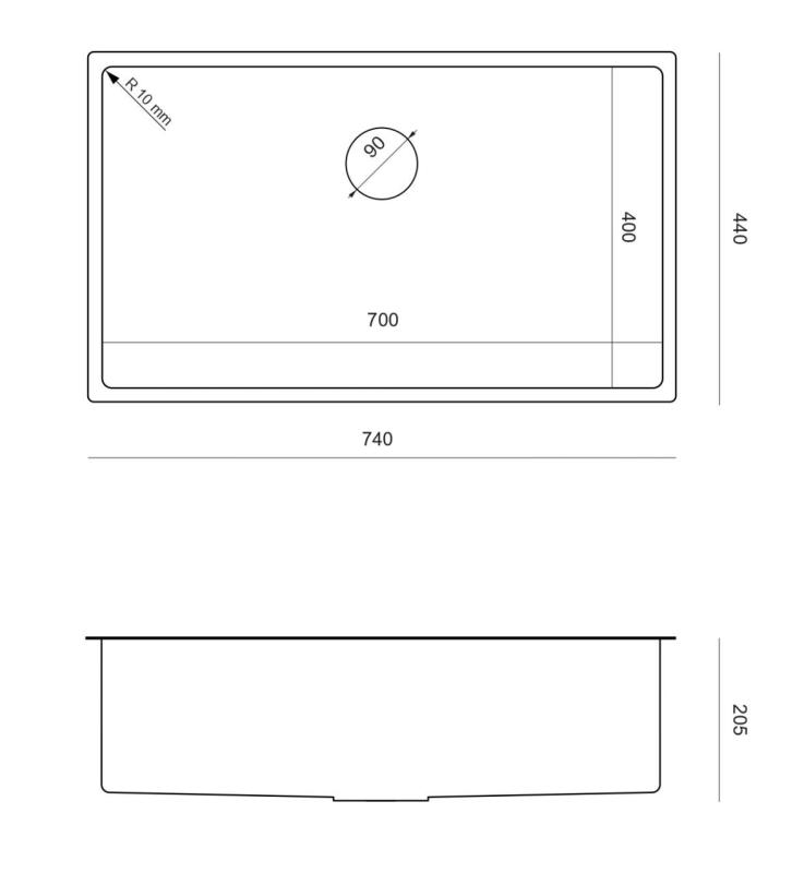 Aquadesign Zara RVS Νεροχύτης 74x44cm Υποδομή, Επίπεδη Εγκατάσταση και Επικατάσταση με RVS Πρίζα - 1208967758