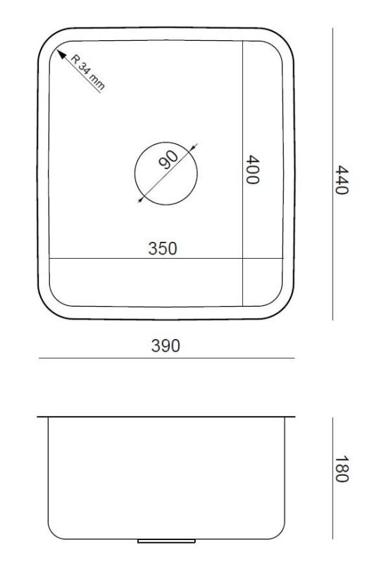 Aquadesign Oxford Νержаδένιο νεροχύτη 35x40cm Υποδομή με ανοξείδωτο βύσμα - 1208967761