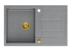 Quadri Sheffield Γκρι Γρανίτης Ενσωματωμένος Νεροχύτης 78x50εκ με Περιοχή Στραγγίσματος και Χρυσή Τάπα - 1208967764