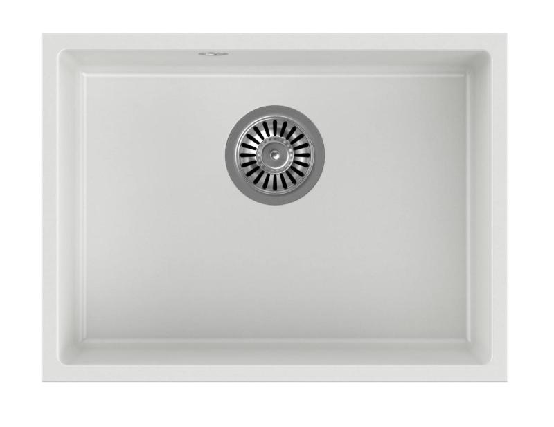 Quadri Elston Λευκός Γρανιτένιος Υποκαθήμενος Νεροχύτης 495x360mm με Ανοξείδωτο Ατσάλι Πώμα 1208967774