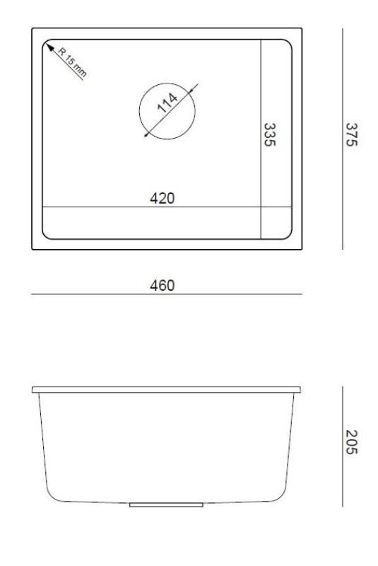 Quadri Elston Γκρι Γρανιτένιος Υποκαθήμενος Νεροχύτης 420x335mm με Ανοξείδωτο Βύσμα 1208967775
