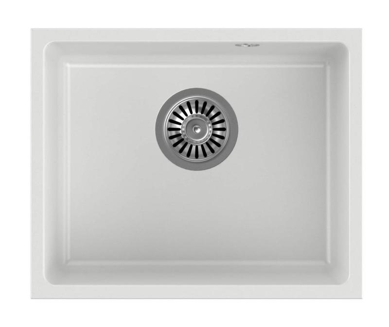 Quadri Elston Λευκός Γρανίτης Υποκατασκευής Νεροχύτης 420x335mm με Ανοξείδωτο Ατσάλι Πώμα 1208967776