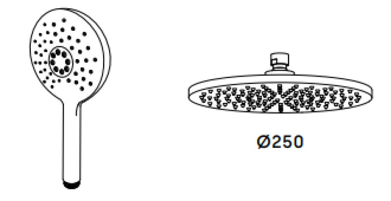 Waterevolution Flow θερμοστατική ντουζιέρα με ντους βροχής από ορείχαλκο φυσικό χρώμα 250 mm στρογγυλή T141TNR25LE