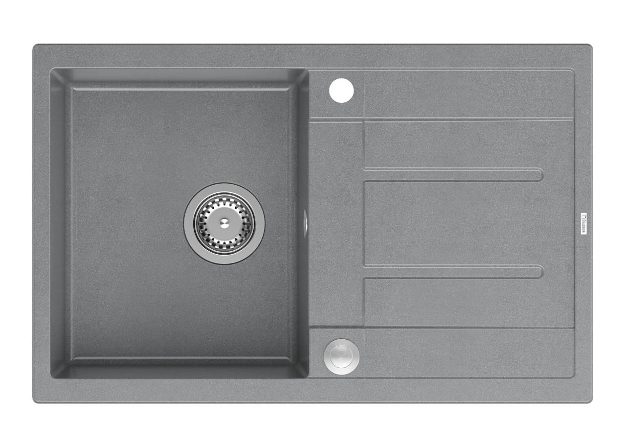 Quadri Sheffield Γκρι Γρανίτης Εντοιχισμένος Νεροχύτης 78x50cm με Αποστραγγιστικό Χώρο και Ανοξείδωτη Βαλβίδα - 1208967793