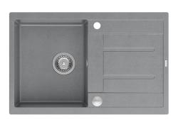 Quadri Sheffield Γκρι Γρανίτης Εντοιχισμένος Νεροχύτης 78x50cm με Αποστραγγιστικό Χώρο και Ανοξείδωτη Βαλβίδα - 1208967793