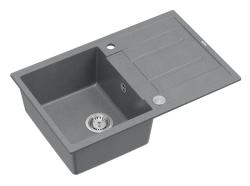 Quadri Sheffield Γκρι Γρανίτης Εντοιχισμένος Νεροχύτης 78x50cm με Αποστραγγιστικό Χώρο και Ανοξείδωτη Βαλβίδα - 1208967793