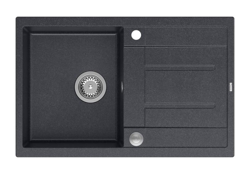 Quadri Sheffield Ανθρακί Γρανίτης Επικαθήμενος Νεροχύτης 78x50cm με Στραγγιστήρι και Ανοξείδωτο Πώμα - 1208967794