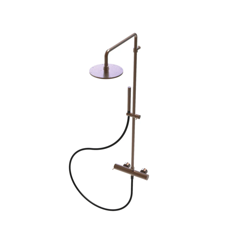 Waterevolution Flow θερμοστατικός ντους συνδυασμός με κεφαλή ντους βροχής PVD βουρτσισμένο Χαλκό 250mm στρογγυλό T141TNR25CPE