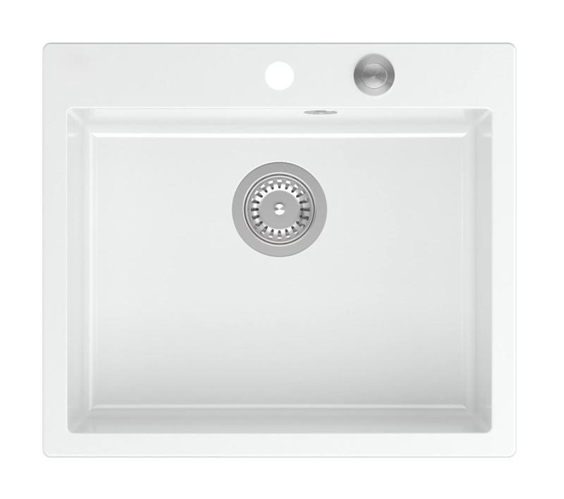 Quadri Sheffield Λευκός Γρανιτένιος Νεροχύτης Επιφάνειας ή Εντοιχισμού 57x50 cm με Πάγκο για Μπαταρία και Ανοξείδωτη Βαλβίδα - 1208967815