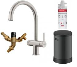 Φράνκε Maris water hub 4L λέβητας 3-1 με Twist μηχανική βρύση για βραστό νερό από ανοξείδωτο ατσάλι με παράκαμψη waterhub 1208967859