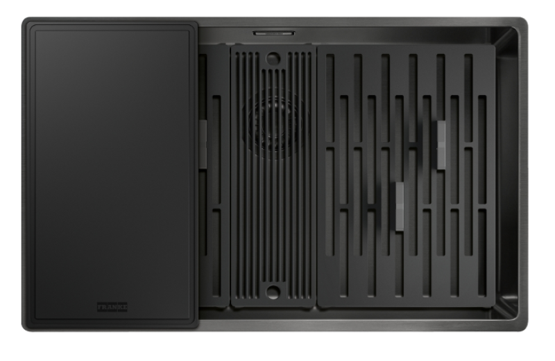 Franke Mythos Masterpiece BXM 210.68 Μεγάλο Πυροβόλο Μεταλλικό Νεροχύτη PVD Ανθρακί 685x410mm Επίπεδη Κατασκευή και Υποκατασκευή - 127.0676.885