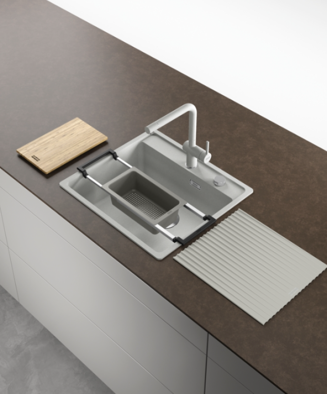 Φράνκε Οικουμενικό Σετ Αξεσουάρ All-In Set 3 - Επιφάνεια Κοπής, Πλαστικό Καλάθι, Στρώμα Στραγγίσματος και Τηλεσκοπική Γέφυρα 112.0655.483