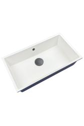 GraniteMy Universal Μεγάλος Λευκός Γρανιτένιος Νεροχύτης 74x40 cm με gun metal τάπα - 1208967895