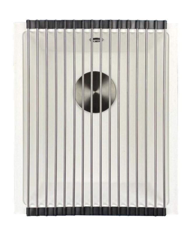 GraniteMy Universal Λευκό γρανιτένιο νεροχύτη 34x40 cm λευκό επιτραπέζιο και ενσωματωμένο με βύσμα gun metal 1208967904