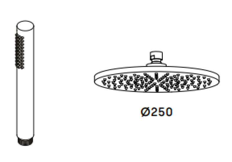 Επανάσταση Νερού Flow τριπλή μπαταρία ντους με χειρός και κεφαλής ντους ανοξείδωτο ατσάλι 250mm T131N25IE