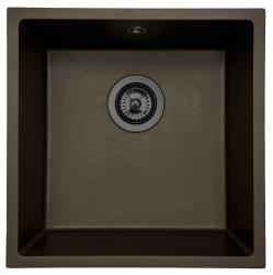 GranitMy Universal Café Γρανιτένιος Νεροχύτης 40x40 cm επιτραπέζια, υποκατασκευή και επίπεδη τοποθέτηση με gun metal τάπα - 1208967917