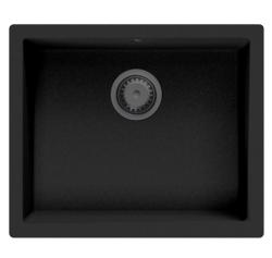 GraniteMy Universal Γρανίτης Μαύρος Νεροχύτης 50x40 εκατοστά επιφάνειας, εντοιχισμένος και επίπεδος εντοιχισμός με μεταλλικό πώμα gun metal - 1208967921