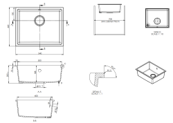 GraniteMy Universal Γρανιτένιος Λευκός Νεροχύτης 50x40 cm επιτραπέζιος, εντοιχισμένος και εγκατεστημένος στο ίδιο επίπεδο με βαλβίδα gun metal - 1208967925.