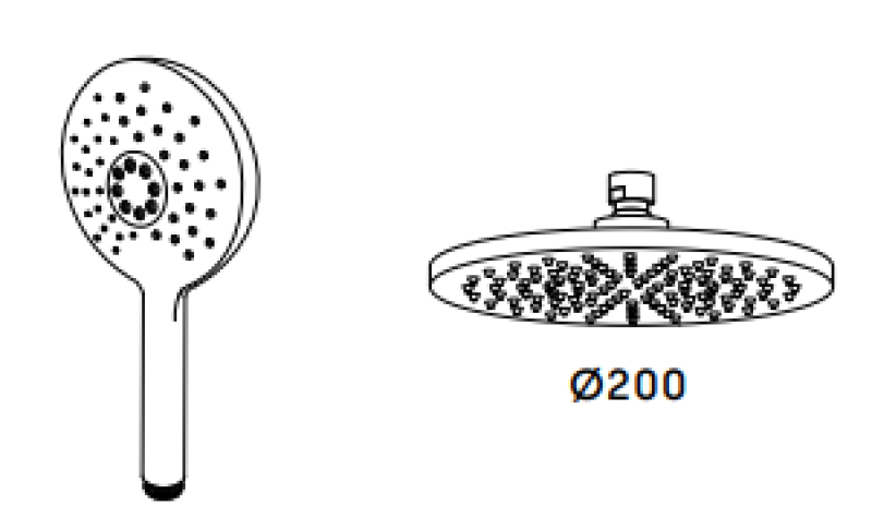 Waterevolution Flow τριών-οδών μίκτης ντους με κύρια κεφαλή ντους και στρογγυλή χειροκίνητη κεφαλή ντους Ορείχαλκος T131NRLE